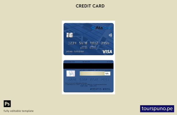 lista para imprimir la plantilla de tarjeta visa bancaria ATA de Azerbaiyán